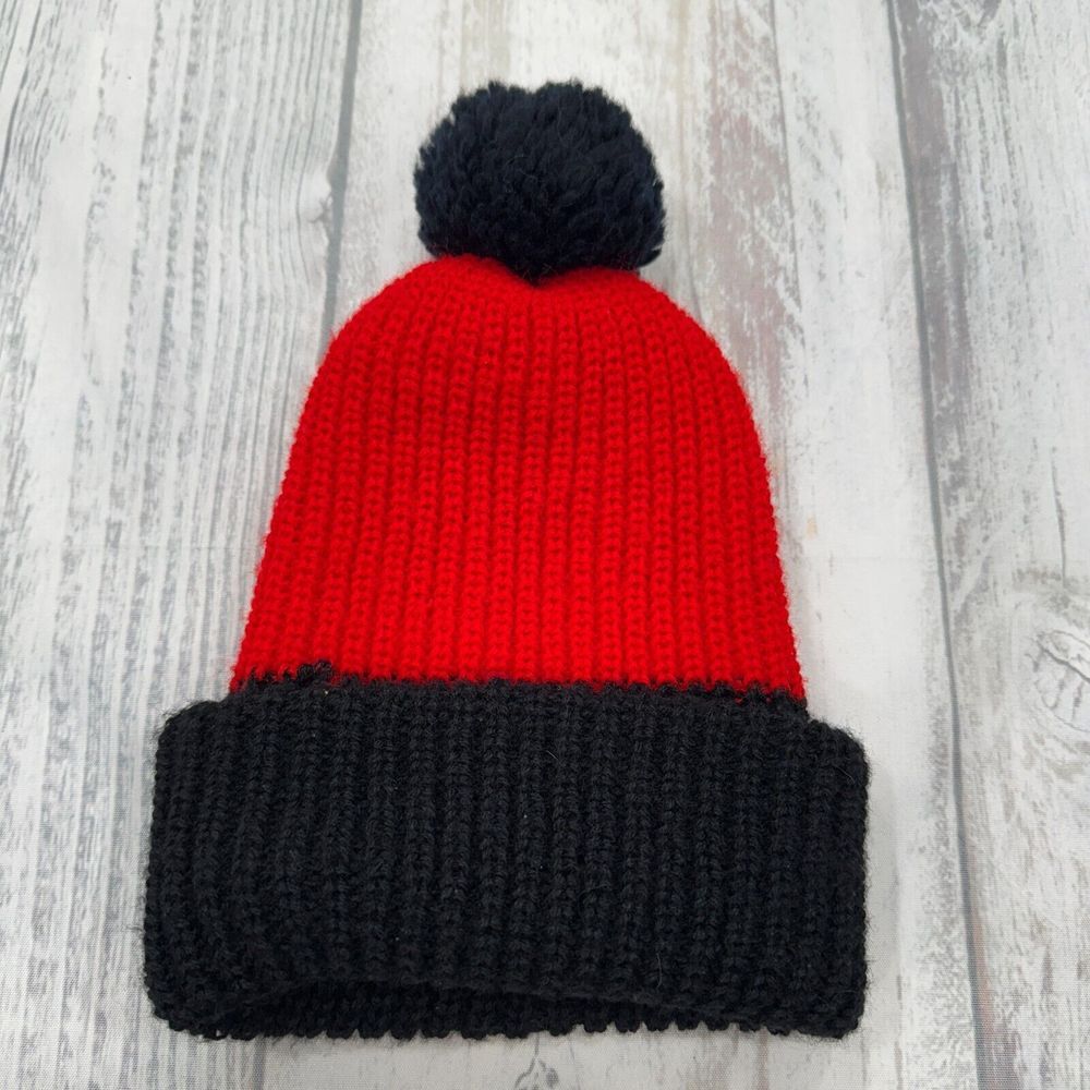 VTG Atlanta Falcons Beanie Knit Winter Hat 80s Pom Snowboard NFL Football‎ Patch - Picture 3 of 5